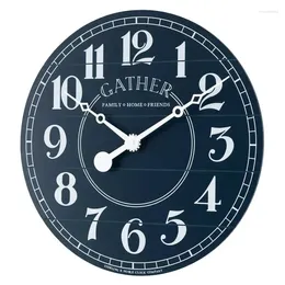 Zegary ścienne Blue Analog Indoor Round Clock z białymi arabskimi liczbami i ruchem kwarcowym 50721