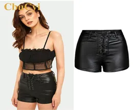 Kobiety seksowne czarne szorty skórzane pu chude highwaisted stretch faux skórzane szorty damskie damskie klub nosić bawełniane krótkie dżinsy plus 1827776