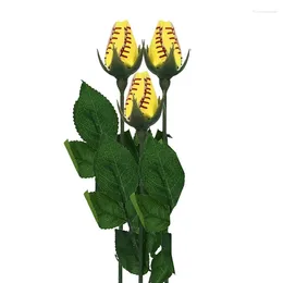 Dekoratif çiçekler spor deri gül kişiselleştirilmiş voleybol yapay çiçek anneler için hediyeler hayranlar için