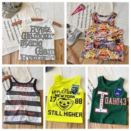 Fashion Children Graffiti Brief Printed Tank Top Jungen Mädchen Cartoon Applique Weste 2024 Sommer Kinder Baumwolle Freizeitweste S1441