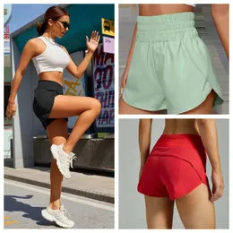 Beschleunigen Sie Hochhaus mit kurze Taille Sport-Shorts Set schnell trocknen losen Laufkleidung Rücken Reißverschluss Pocket Fitness Yoga 2024 Neu