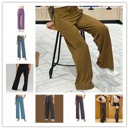 Pantaloni da yoga a gamba femminile sciolti comodi pantaloni della tuta coulia con tasche per le tasche a vita alta pantaloni svasati 2024