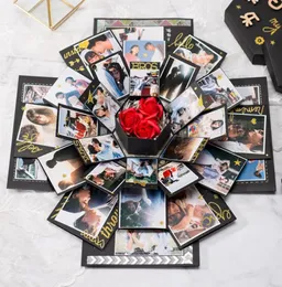 Black Hexagon Surprise Explosion Reput Present Box per fai da te Scrapbook PO Birthday Anniversary Valentine039S Magic6875018