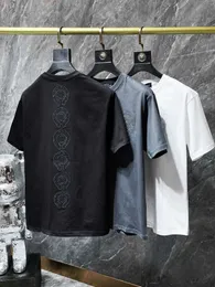 디자이너 새로운 산스크리트 티셔츠 남자 티셔츠 여름 패션 느슨한 면화 짧은 슬리브 티 스트리트 레트로 스타일 트렌드 짧은 슬리브 탑 크래프트 자수 편지 탑
