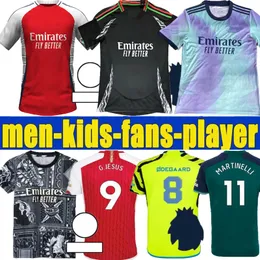 24 25 7 7 Saka Arsen piłka nożna Smith Rowe G.jesus Saliba Fan Wersja Odegaard Martinelli 2024 2025 Nketiah Football Zestawy Koszulka Kids Away Black Mundus