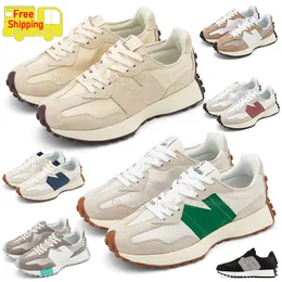 Free shippin n327 trainer men running designer shoes women zapatilas 327 new black and white green beige leopard print red brown leather street woman tennis sneakers