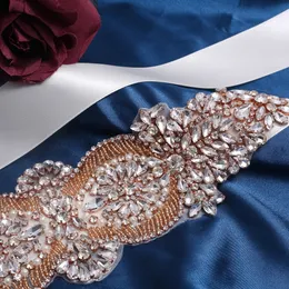 NZUK Luxury Rose Gold Wedding Belt Handmade Beaded Sash Bride Belt For Wedding Party Evening Gown Decoration