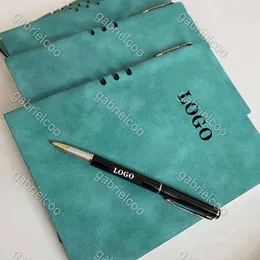 Дизайнер Blue Notepbook Classic Letter Logo Diary+Signature Pen Set Set Student Supply Supplies Блокноты