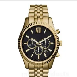 Lexington Chronograph Gold-Tone Black Dial Mens Watch M8280 M8281 M8286 M8313 M8319 M8320 M8405 Оригинальная коробка Оптовая и розничная торговля 2283