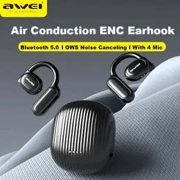 AWEI TZ6 ENC NOOUS CANCERING HD Call Earuds Ows Air Conduktion Bluetooth 5.3 EARPHONES Långt standby Gaming Headset med 4 MIC 240527
