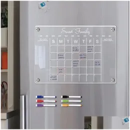 冷蔵庫マグネットマグネットステッカーカレンダーウィークリープランナー磁気乾燥したホワイトボードスケジン透明アクリルMESメニュー240228ドロップDHKBS