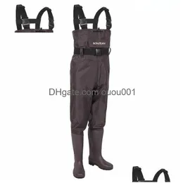 Fishing Accessories Waders Pants Overalls With Boots Gear Set Suit Adt Waterproof Trousers Kits Men Drop Delivery Dhbxj