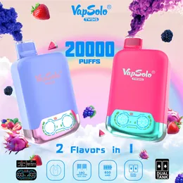 Vaper jednorazowe puff 20000 18000 vapsolo vapes cyfrowy ekran wyświetlacza LCD 20K 18K pasek 2 Smaki w 1 ładownym 15 smakom sok owoc