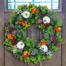 Dekorative Blumen 1PC 45 cm Herbst Kürbiskranz Weihnachtsdekoration Thanksgiving Girlandfenster Restaurant Home Navigled