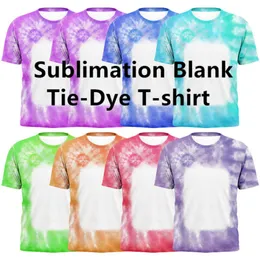 New Sublimation Blank O Neck Tie-Dye Short Sleevet-Shirt Tops Polyester Tees In The Summer For Custom Printing Men Women Fs8947 0528