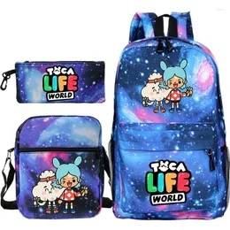 Zaino toca life borse della scuola mondiale per bambini ragazze cartone animato per bambini zaini 3pc set waterproof mochila studenti book borsa