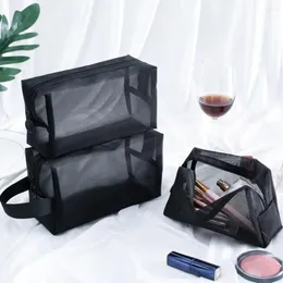 Storage Bags Cosmetic Bag Transparent Washable Foldable Toiletry Breathable Large Capacity Mesh Travel Zipper Makeup For Trip