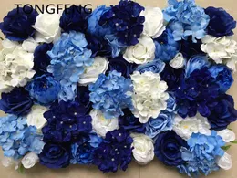 Kwiaty dekoracyjne królewskie niebieskie sztuczne jedwabne rose hortensea kwiatowe panele ścienne ślubne tło ddecoration biegacz akcesoria domowe