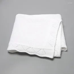Filtar baby filt 100 80 cm född tjej pojke sängkläder quilt mode ihålig ut spädbarn barnvagnar swaddle stickad sömn täcker solid pläd