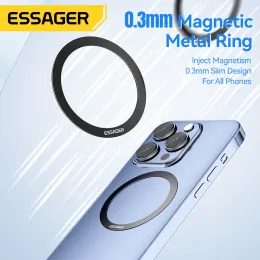 Essager 2PCS Magnetyczny metalowy pierścień 0,3 mm uniwersalna naklejka na iPhone 15 14 Pro Magsafe Magnet dla samsung bezprzewodowej płyty ładującej