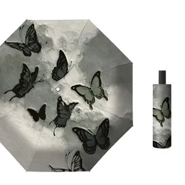  Tam Otomatik Yağmur ve Parlatıcı Şemsiye Ulusal Tarz Katlanır Güneş Koruyucu Vinil Güneşlik Şemsiyesi