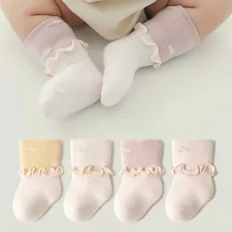 Детские носки новорожденных младенцы вычурные носки мягкие девочки хлопковые носки для детей цветочный рисунок детские носки высококачественные детские носки D240528