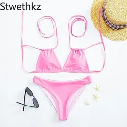 Swimwear femminile Stwethkz SET BIKINIS a due pezzi SET SOLI SILLE SLINE SLINE SCRITTO SEXY Spring Woman Swimsuits 2024 Abiti femminili di moda