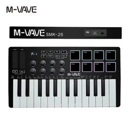 M-VaveポータブルMIDI 25キーUSB MIDIキーボードコントローラー8個のバックライトドラムパッド8ノブ8 RGBミュージックキーボード楽器240527