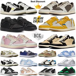 basketball shoes JUMP MAN 1 1s low mens women sneakers reverse mocha low black phantom fragment canary pony pink sports trainers big size 13 with box