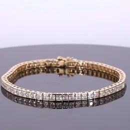 Starsgem Fine Jewelry 9K 14K Gold 4Mm Round Syntheticmoissanite Tennis Mossinate Diamond Chain Charm Bracelet