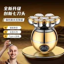 New shaved head and haircut intelligent mens shaved head seven Head Electric Shaver Rechargeable shaver 240411
