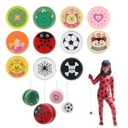 Yoyo yoyo carino stampa animale giocattolo coccinella per bambini yo palla creative yole palldrens wood yole pallone giocattolo wx5.27