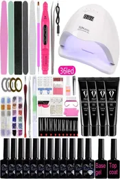 Nail Art Kits Manicure Set Polnische UV -LED -Lampe 20000 U / min Bohrmaschine 302010 Farbe Poly Extension Gel Kit6019548