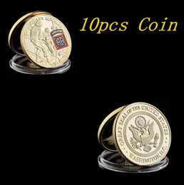 10pcs Gold Military USA 24K Gold Plated Challenge Coin Craft 82nd Airborne Division United States Army Collectible Geschenke5174432