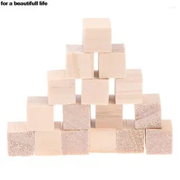 Favor de festas 100pcs/lote de cubos de madeira inacabados blocos de madeira para matemática fazendo projetos de bricolage presente