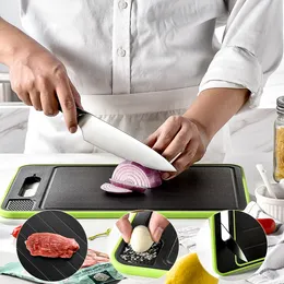 Double-Side-Schneiden-Abtauungsfunktion Küchenschleifschneidebrett mit Messerschärfer