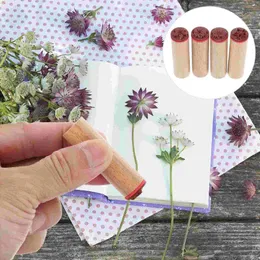 Storage Bottles 4 Pcs Wax Supplies Diary Planner Decoration Wooden Seal Flash Cards Plant Stamp Vintage Scrapbook Craft Student Use