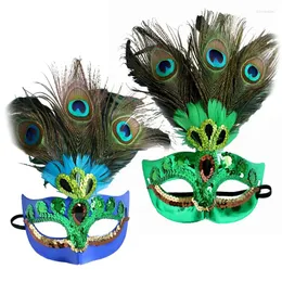 Forniture per feste Peacock Feather Fashion Masquerade Venice Mask Mardi Gras Halloween Wedding Carnival Ball Sella Fancy Abito Fancy Halfface