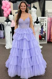 Party Dresses Sweetheart Tulle Tiered Prom Dress Sweet Corset Applique A Line Long Ball Gown Elegant Formal Evening 2024 Summer