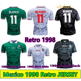 1998 1997 1994 Retro Meksika Blanco Blanco Futbol Jersey Luis Garcia Ramirez Futbol Gömlek Hernandez Ev Yeşil Uzak Beyaz 3. Siyah WC 98. Yetişkin Erkekler Set