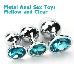 Stahlmetallanalstecker 3 -Stück -Set Diamond Anal Plug und 7inch Spray Vibration Vibrator Frau Erwachsener Vibrator Sex Toys Y1910266552524