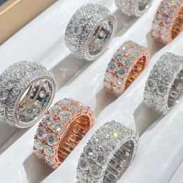 Сияние полного 0,5CT VVS Moissanite Round Brilliant Cut Diamond Sier Hiphop Jewelry Dewelry Eternity Ring