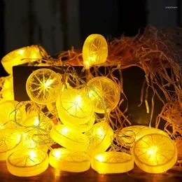 Strängar LED Lemon Garland orange skivor String Light Yard Wedding Home Party Bedroom Decoration Batterilampor Holiday Lighting