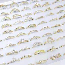 Klusterringar 6 st/lot mode mousserande kristall zirkon för kvinnor blandar stil guld/silver pläterad fest bröllop engagemang smycken