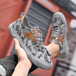 2024 Neues Frühling Herbst Canvas Männer Fashion Casual Pea-up-Lehre Outdoor Working Camouflage Kick Schuhe