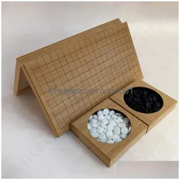 Jogos de xadrez Luxo Weiqi Set Wooden Board Adt Go Game Criatividade Família Crianças Presentes 240415 Drop Deliver
