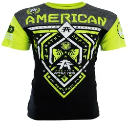 T-shirt de camisetas AMAN FIGHTER Mens Camiseta Fairbanks Athletic Black Neon Green Biker MMA Gym Tops S-3XL2475503