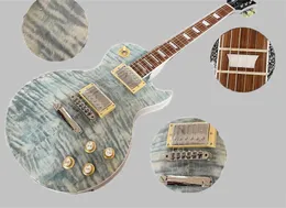 Chitarra elettrica grigio blu color corpo top top chitarra ghitar retro raso rifinito può toccare il grano in legno senza sigillo senza vernice piccolo perno