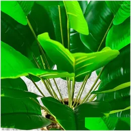Decorative Flowers Wreaths 90Cm Tropical Plants Large Artificial Banana Tree Fake Plastic Palm Leaves For Home Outdoor Garden Decor Dr Dhhbq