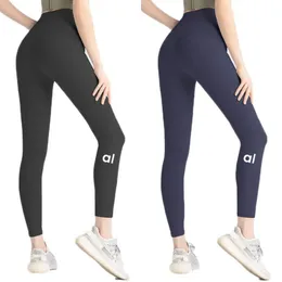 AL2024 Lycra Stoff Solid Farbe Frauen Yoga Hosen hohe Taille Sport Fitnessstudio Verschleiß Leggings Elastische Fitness Dame Outdoor Sporthosen